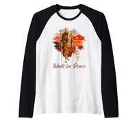 Peace Walking Monks and Aloka Dog Walk for Peace Camiseta Manga Raglan