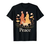 Peace Walking Monks Zen Calm Minimalist Art Camiseta