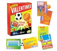 Peaceable Kingdom Tarjeta de San Valentín Flick 'em Sports Games - Paquete de 28 tarjetas y sobres