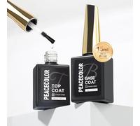 PEACECOLOR 15ML Base Coat y Top Coat, Base y Top Coat Semipermanente Esmaltes Semipermanentes para Uñas UV/LED Soak Off Kit Uñas De Gel Manicura y Pedicura