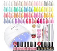 PEACECOLOR 20 Colores Kit Esmaltes de Uñas en Gel Semipermanentes, Kit Uñas Semipermanentes Base y Capa Superior con UV Lámpara , Manicura para Uñas Blanco Rosa Azul DIY en Casa