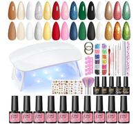 PEACECOLOR 33PCS Uñas Semipermanentes Kit Completo 10 Colores Esmalte Semi Permanente con Lámpara UV/LED Base de Esmalte de Uñas y Top Coat Kit de Arte de Uñas