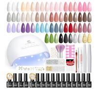 PEACECOLOR 37PCS Kit Uñas Semipermanentes, 22 Colores Pintauñas Semipermanentes con UV/LED Lámpara, 1 Base Coat y 3 Top Coat Brillante Mate, Decoraciones y Herramientas para Uñas