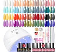 PEACECOLOR 38pcs Uñas Semipermanentes Kit Completo con Lámpara 20 Colores Esmaltes Semipermanentes Rojo Verde Rojo Morado Blanco Base Top Coat Brillante y Mate Kit Uñas de Gel para Principiantes