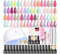 PEACECOLOR 44Pcs Kit Uñas Semipermanentes y Lámpara, 22 Colores Kit Esmaltes de Uñas en Gel Semipermanentes con Base Top Mate Top Coat Kit Manicura Semipermanente para Principiante