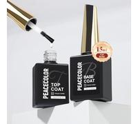 PEACECOLOR Base y Top Coat Kit 2 * 15ml U V/LED Soak Off | Base Top Coat Esmaltes Semipermanentes para Uñas Kit Manicura,Long-Listing,no amarillea