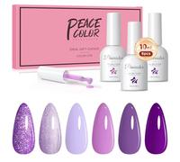 PEACECOLOR Esmaltes Semipermanentes para Uñas, 6Pcs Soak Off Esmalte de Uñas Púrpura Kit Pintauñas Semipermanentes UV/LED Gel Polish Nail Art 10ml Esmaltes en Gel