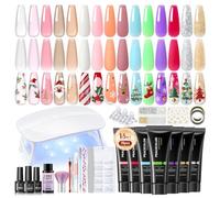 Peacecolor Kit de Extensión de Uñas 33PCS, 15 Colores 16ML Poly Uñas Gel, Base & Top & Matte Coat con UV Lámpara Kit de Gel, Kit Manicura Semipermanente Completo Set Para Principiante