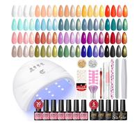 PEACECOLOR Kit Uñas Semipermanentes y Lámpara UV+LED,20pcs Esmaltes Semipermanentes para Uñas Blanco Rosa Rojo Verde Marrón Base y Top Coat Semipermanente Kit Semipermanente para Uñas