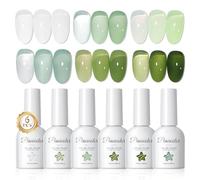 PEACECOLOR Pintauñas Semipermanentes 10ML, 6 Colores Esmaltes Semipermanentes para Uñas Blanco Lechoso Verde Serie Transparente para Manicura Principiantes Nail Art DIY en Casa Manicura Regalos