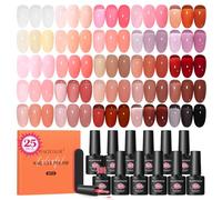 Peacecolor Pintauñas Semipermanentes, 25 Colores Jelly Esmaltes Semipermanentes para Uñas Blanco Lechoso Rosa Rojo Burgundy Gel Polish, UV LED Manicura en Casa Regalo para Principiantes