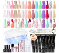 Peacecolor Poly Uñas Gel Kit Completo y Lampara, 15 Colores 16ML Poly Uñas Gel, Base & Top & Matte Coat con UV Lámpara Kit de Gel, Kit Manicura Semipermanente Completo Set Para Principiante