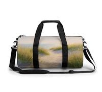 Peaceful Coastal Sand Path Ocean Sunrise, bolsa de viaje para gimnasio para mujeres y hombres, bolsa de lona cilíndrica con correa para el hombro