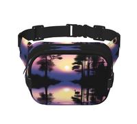 Peaceful Dawn - Riñonera cuadrada de doble capa para actividades al aire libre como deportes, viajes, senderismo, ciclismo, Black, Talla única