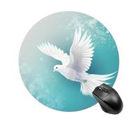 Peaceful Dove Flying in The Sky - Alfombrilla de mouse redonda para computadora, impermeable, con base de goma antideslizante, alfombrilla de mouse para laptop y oficina, 20 cm