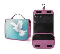 Peaceful Dove Flying in The Sky - Neceser de viaje para mujer, organizador de maquillaje colgante con gancho para champú
