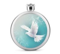 Peaceful Dove Flying in The Sky - Petaca de acero inoxidable para licor, botella de vino portátil de bolsillo redondo para bebida, 5 onzas