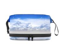 Peaceful Heaven with Stars - Neceser de doble capa para mujeres y niñas, neceser de viaje, bolsa organizadora de maquillaje con compartimento para brochas, multicolor, 27x15x14 cm/10.6x5.9x5.5 in,