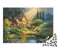 Peaceful Landscape Puzzles for Personas Mayores 1000P Recyclable Paper Forest Cabin Puzzle for Adultoos Interesting Juego Familiar Props Accesorios para Juegos de Fiesta for Home 52x38cm/...
