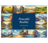 Peaceful Realms of Illustrated Landscapes (Wall Calendar 2027 DIN A4 landscape), CALVENDO 12 Month Wall Calendar: Moments of Peace depicted in Bookish Scenes