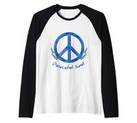 Peaceful Soul Nature Inspired Aesthetic Blue Peace Symbol Camiseta Manga Raglan