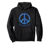 Peaceful Soul Nature Inspired Aesthetic Blue Peace Symbol Sudadera con Capucha