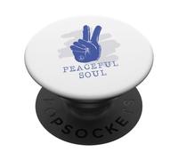 Peaceful Soul Peace Hand Retro Style Positive Vibe Graphic PopSockets PopGrip Adhesivo