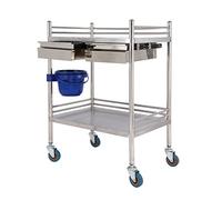 Peaceip Carro médico Carro de Tratamiento Acero Inoxidable Mesa de Instrumental/Vehículo quirúrgico vehículo médico/Cambio de vehículo Carro de Instrumentos/Cajón Doble Carro de Belleza