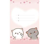Peach and Goma Mochi Cat Notebook: Love cat gift for everyone - Letter Size 6 x 9 inches, 120 wide ruled pages
