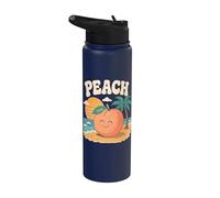 Peach Beach Summer Retro Lindo Fruta Sunset Design Stainless Steel Insulated Water Bottle