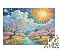 Peach Blossom 1000 Piece Fun Present Cherry Blossoms by Stream for Adults & Kids Activity for Home Gift 70x50cm/1000pcs