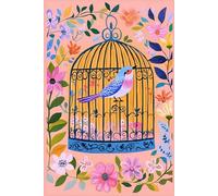 Peach Blossom Birdcage Journal-Vintage Inspired Lined Notebook with Watercolor Bird & Floral designs: Lined 6X9" Notebook Featuring Pastel | Soft Feminine design for Writers & Bird lovers
