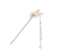 Peach Blossom Flower Fan Hairpins With Tassel Wedding Hair Styling Stick Floral Decorations For Women Bride