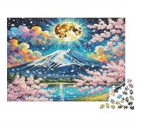 Peach Blossom Puzzle for Adults & Kids Cherry Blossoms at Mount Fuji 1000Pc Educational Games for Wall Decor 70x50cm/1000pcs