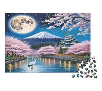 Peach Blossom Recycled Paper for Adults Cherry Blossoms at Mount Fuji Educational Game Decompression 1000 Pieces 38x26cm/1000pcs