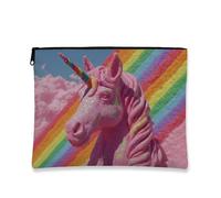 Peach - Bolsa de maquillaje de viaje con diseño de caballo mágico, color arcoíris, pastel, fantasía, bolsa con cremallera para mujeres, organizador de lona pequeño, regalo para artículos de tocador de
