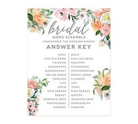 Peach Coral Floral Garden Party Wedding Collection, Tarjetas, revoltijo de palabras, 1