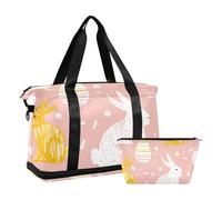 Peach Cute Bunnies - Bolsas de fin de semana con bolsillo húmedo y correa ajustable, bolsa de entrenamiento deportivo para viajes en avión, multifuncional, para hombres y mujeres