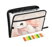 Peach Cute Turtle - Bolsillo expandible para archivos, 13 bolsillos, tamaño A4, tamaño carta con cierre de cremallera para almacenamiento de documentos, organizador de archivos de acordeón