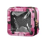 Peach Daisy - Bolsa de maquillaje transparente para artículos de aseo personal, organizador de maquillaje portátil para viajes