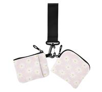 Peach Daisy Cute Fresh Little Bloom - Cartera para mujer, monedero de moda, monedero con correa de muñeca para el trabajo, viajes, 2 unidades