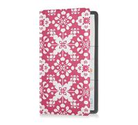 Peach - Funda de piel con diseño floral tradicional para registro de coche y tarjeta de seguro, funda esencial para identificación, licencia de conducir, tarjetas de información de contacto clave