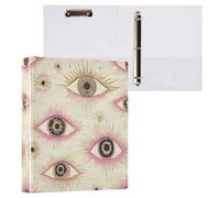 Peach Gold Mysterious Evil Eyes - Carpetas de cuaderno de 1-1/2 pulgadas, anillas en D, con bolsillos, paquete de 2 carpetas de oficina, 200 hojas