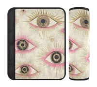 Peach Gold Mysterious Evil Eyes - Funda para cinturón de seguridad, 2 piezas, alivia el estrés en tu cuello y hombros, para camioneta, forro para cinturón de seguridad