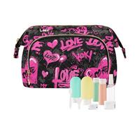 Peach Graffiti Hearts Y2K Neceser portátil organizador de maquillaje bolsa de maquillaje período para organizador de tarjetas y llaves