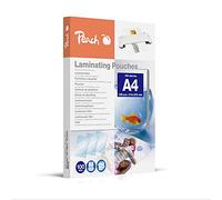Peach Láminas para plastificar A4 - 100 micras - 125 bolsas brillantes - para mejores resultados de laminación - Compatible con todos los fabricantes de marcas - PP500-02P
