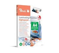 Peach Láminas para plastificar A4 - 80 micras - 100 bolsas - brillante alta velocidad - se puede utilizar en plastificadoras A3 de todos los fabricantes - PP580-22