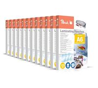 Peach Láminas para plastificar A6 - 125 micras - 12 x 100 bolsas - brillante - para mejores resultados de laminación - Compatible con dispositivos de todas las marcas - PP525-0412A
