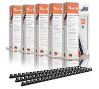 Peach PB412-02P - Canutillos de plástico (DIN A4, 12 mm, 95 hojas, 500 unidades), color negro