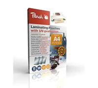 Peach Película laminadora A4-125 mic - 100 bolsas - con filtro UV para una protección duradera de la luz - Especialmente adecuada para fotografías - Compatible con laminadoras de todas las marcas